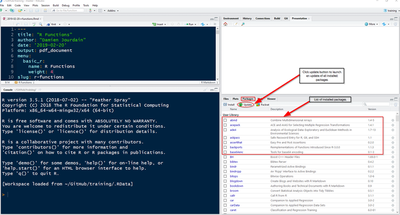 Update packages with R Studio